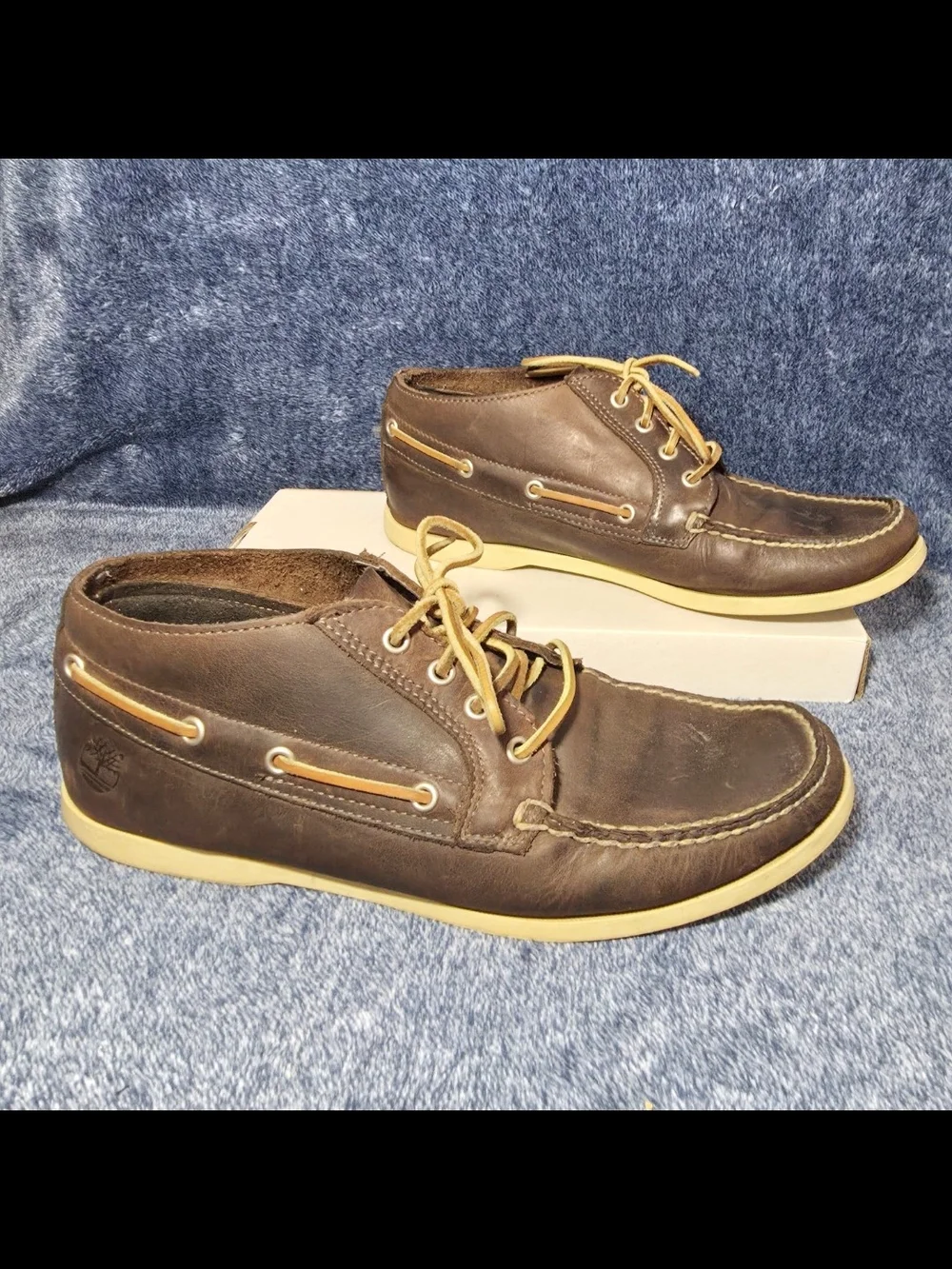 Timberland Dark Brown Leather Boat Shoes with Cream Sole